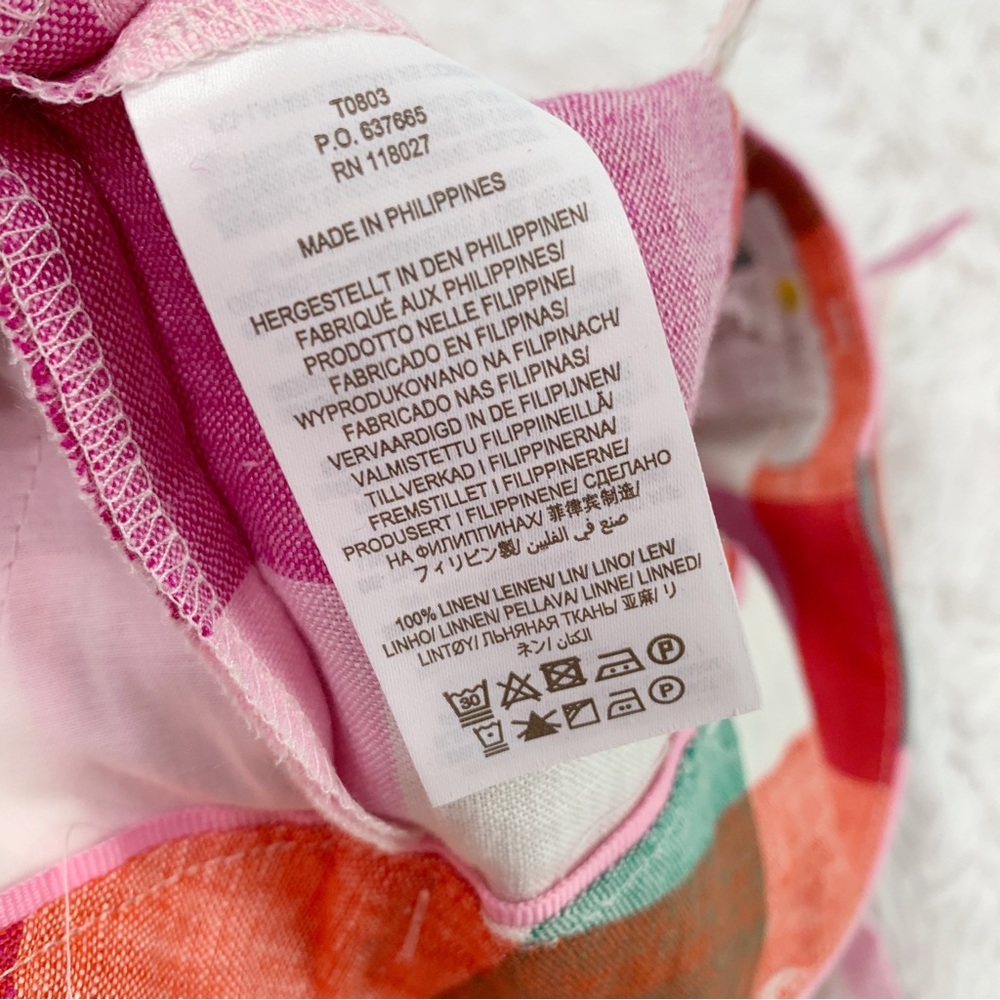 Boden Alma high rise Tie Waist Linen Shorts Bonbon Pink, Flambe Check - Picture 11 of 11